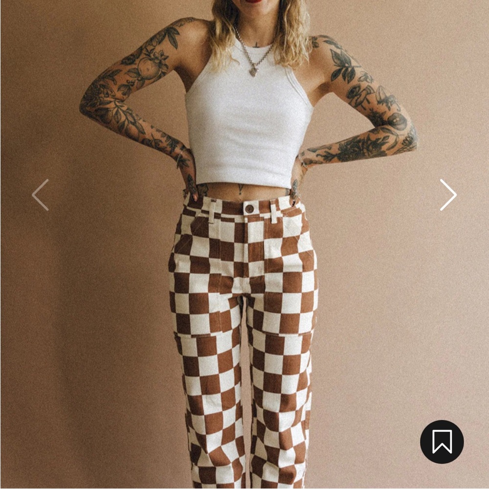 P&Co - Service Fatigue Pants - Rust Checkerboard Checker, UK10, US6, Short
